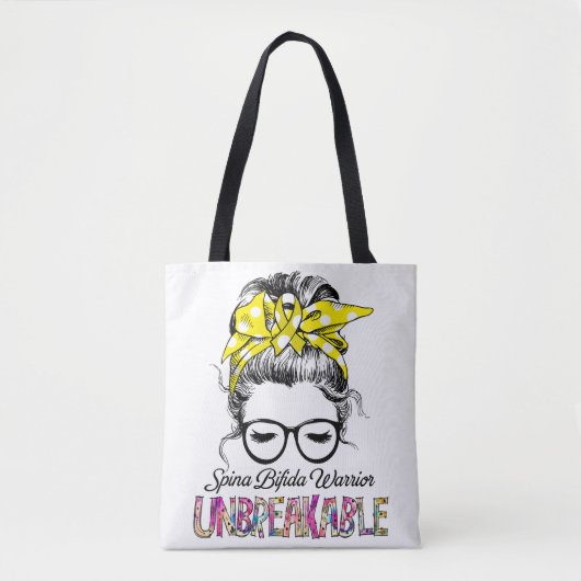 Spina Bifida Bewustzijnslint Steun Geschenken Tote Bag (Voorkant)