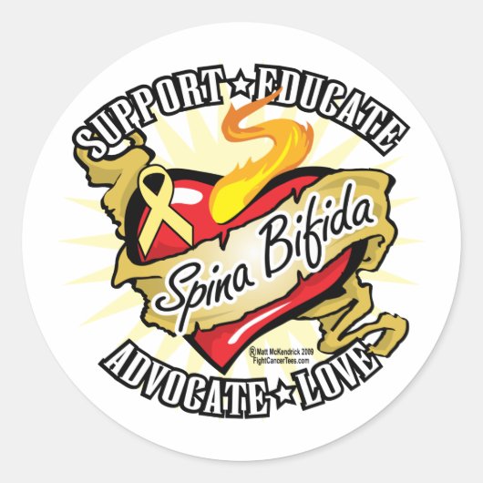 Spina Bifida Classic Heart Ronde Sticker (Voorkant)