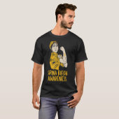 Spina Bifida Split Spine Awarness met gele ribb T-shirt (Voorkant volledig)