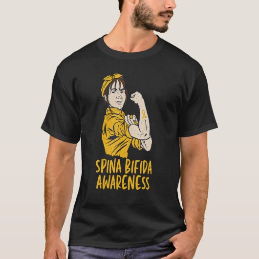 Spina Bifida Split Spine Awarness with Yellow Ribb T-shirt (Voorkant)