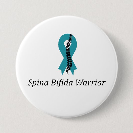Spina Bifida Warrior Pin Button met Blauwgroen lin (Voorkant)