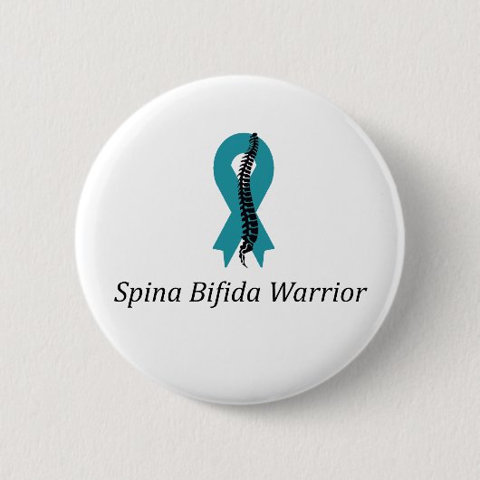 Spina Bifida Warrior Pin Button met Blauwgroen lin (Voorkant)