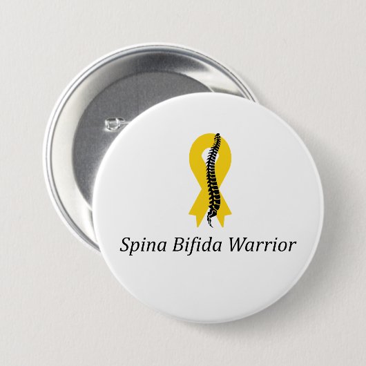 Spina Bifida Warrior Pin Button met geel lint (Voorkant /achterkant)