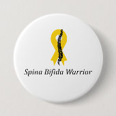 Spina Bifida Warrior Pin Button met geel lint (Voorkant)