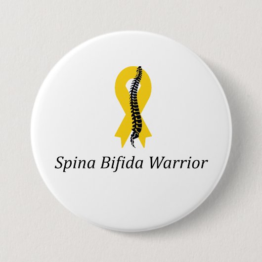 Spina Bifida Warrior Pin Button met geel lint (Voorkant)