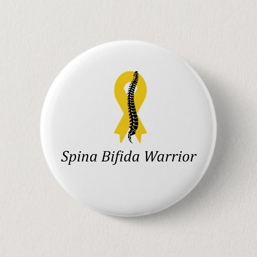 Spina Bifida Warrior Pin Button met geel lint (Voorkant)