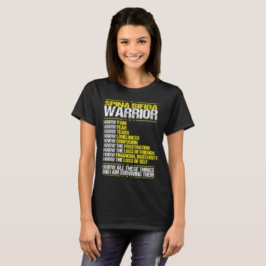 Spina Bifida weet dat ik Pain Yellow Ribbon ken T-shirt (Voorkant volledig)