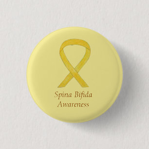 Spina Bifida Yellow Awareness Ribbon Pins Ronde Button 3,2 Cm