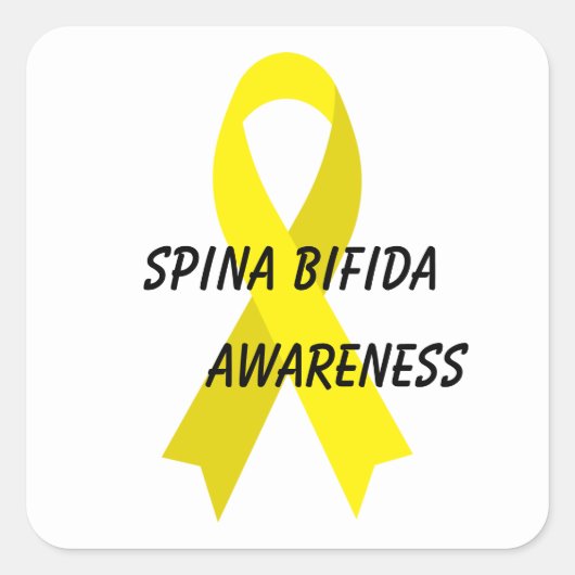 Spina Bifida Yellow Awareness Ribbon van Janz Vierkante Sticker (Voorkant)