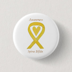 Spina Bifida Yellow Heart Awareness Ribbon Pins Ronde Button 3,2 Cm
