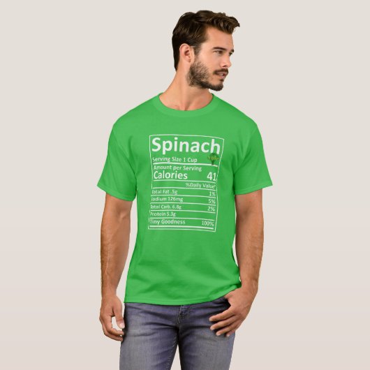 Spinach Nutrition Food Facts Funny Thanksgiving Co T-shirt (Voorkant volledig)