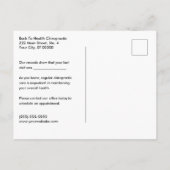 Spinal Column Anatomical Chiropractic Reactivation Briefkaart (Achterkant)