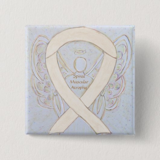 Spinale spierattrofie Bewustheid Ribbon Angel Pin Vierkante Button 5,1 Cm (Voorkant)
