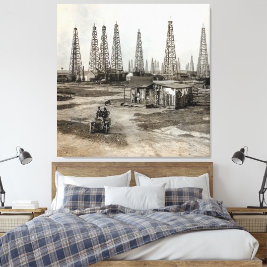 Spindletop Oil field - Texas 1902 Canvas Afdruk (Insitu (Slaapkamer))