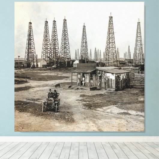 Spindletop Oil field - Texas 1902 Canvas Afdruk (Insitu (Houten vloer))