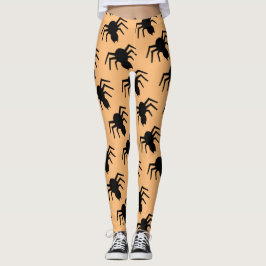 Spindpatroon zwart sinaasappel leggings