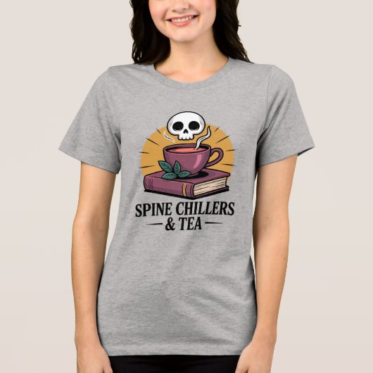 Spine Chillers & Thee Spooky Horror Reader Tri-Blend Shirt (Voorkant)