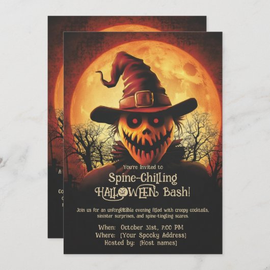Spine-Chilling HALLOWEEN Bash! Uitnodiging (Voorkant / Achterkant)