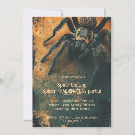 🕷️Spine-Chilling Spider HALLOWEEN Party Kaart (Voorkant)
