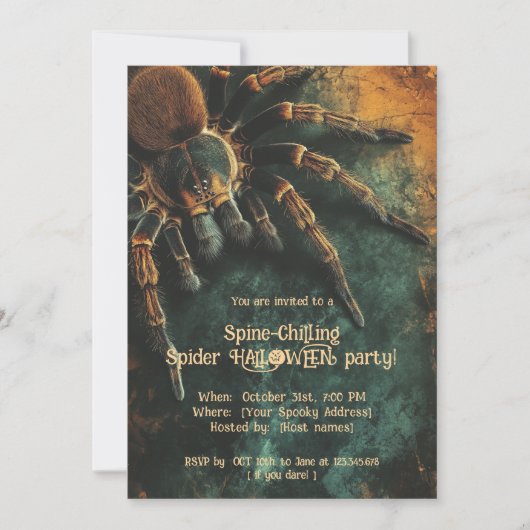 🕷️Spine-Chilling Spider HALLOWEEN Party Kaart (Voorkant)