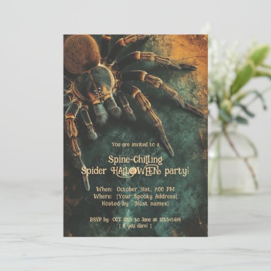 🕷️Spine-Chilling Spider HALLOWEEN Party Kaart (Staand voorkant)
