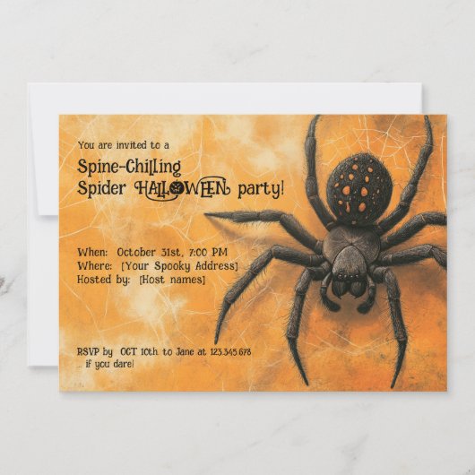 Spine-Chilling Spider HALLOWEEN Party Kaart (Voorkant)