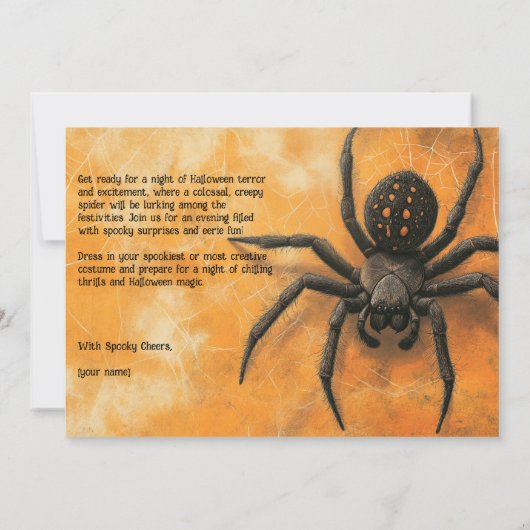 Spine-Chilling Spider HALLOWEEN Party Kaart (Achterkant)