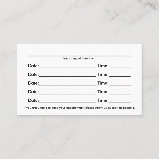 Spine Chiropractor Multiple Appointards Afsprakenkaartje (Achterkant)