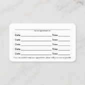 Spine Graphic (nekpijn) Chiropractische aanwijzing Afsprakenkaartje (Achterkant)