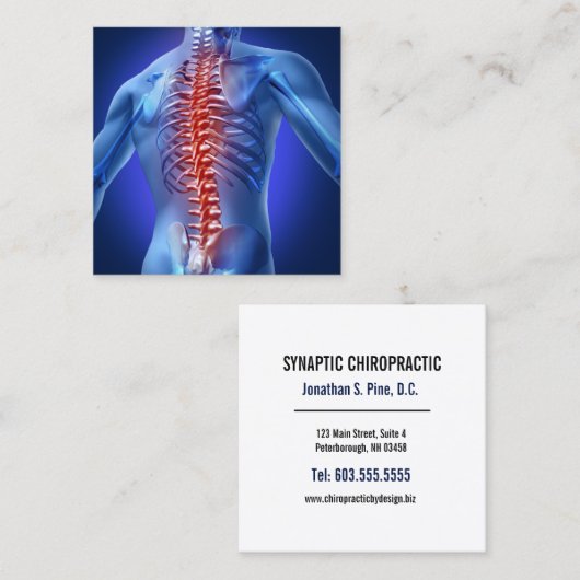 Spine Graphic Square Chiropractor Vierkante Visitekaartje (Voorkant / Achterkant)