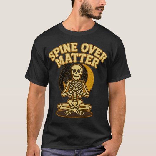 Spine Over Matter Skeleton Yoga  Halloween T-shirt (Voorkant)