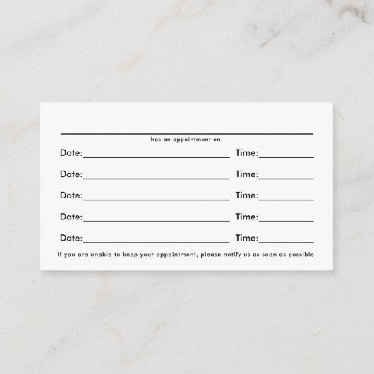 Spine Silhouette Graphic Chiropractor Appointment Afsprakenkaartje (Achterkant)