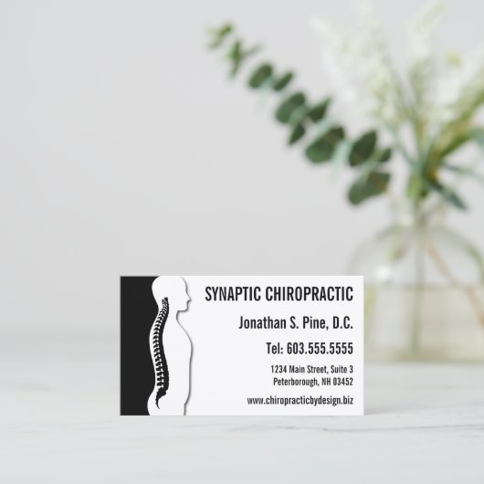 Spine Silhouette Graphic Chiropractor Appointment Afsprakenkaartje (Staand voorkant)