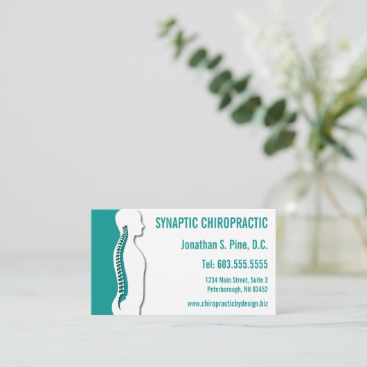 Spine Silhouette Graphic Kantoor Hours Chiropracto Visitekaartje (Staand voorkant)