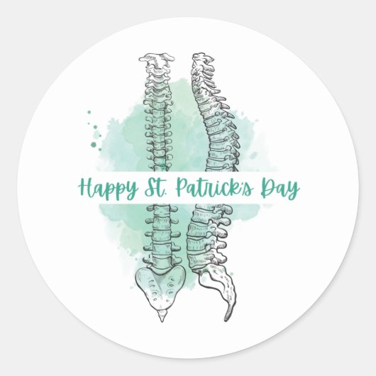 Spine St. Patrick's Day Stickers, Chiropractic Ronde Sticker (Voorkant)