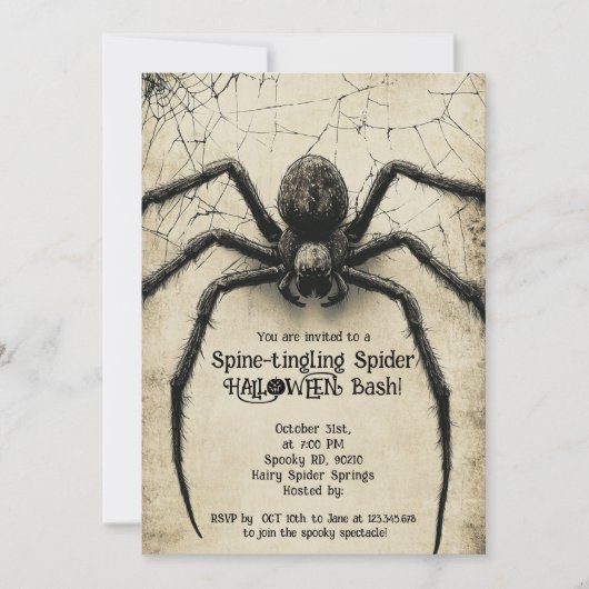 🕷️Spine-tintelende Spider HALLOWEEN Bash Kaart (Voorkant)