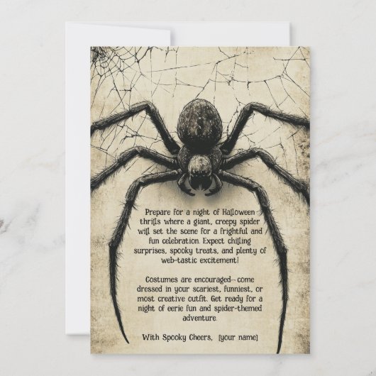 🕷️Spine-tintelende Spider HALLOWEEN Bash Kaart (Achterkant)