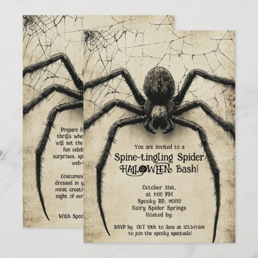 🕷️Spine-tintelende Spider HALLOWEEN Bash Kaart (Voorkant / Achterkant)
