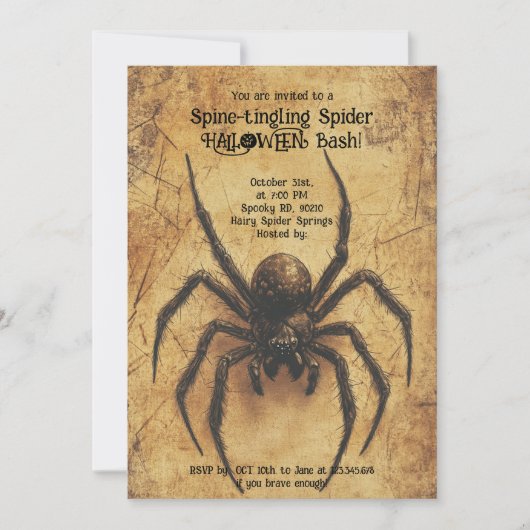 🕷️Spine-tintelende Spider HALLOWEEN Bash Kaart (Voorkant)