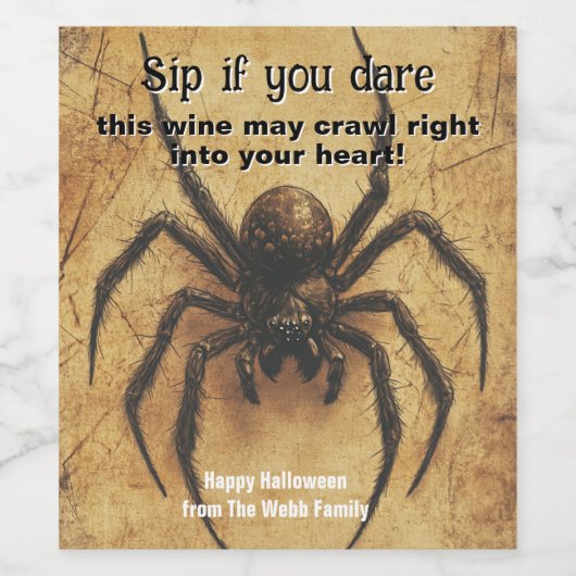 🕷️Spine-tintelende Spider HALLOWEEN Bash Wijn Etiket (Enkel label)