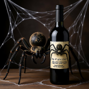 Spine-tintelende Spider HALLOWEEN Bash Wijn Etiket