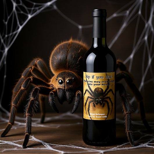 🕷️Spine-tintelende Spider HALLOWEEN Bash Wijn Etiket