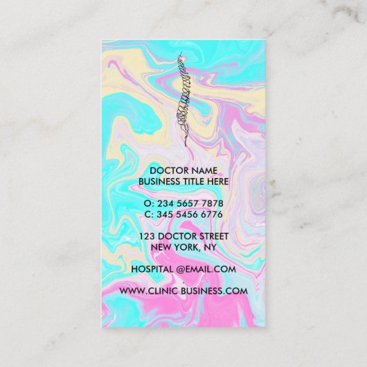 Spine vertebrae orthopedische arts, chropractisch visitekaartje (Achterkant)