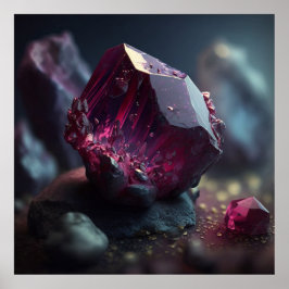 Spinel Crystal Macro, Vibrant Gemstone Art Poster