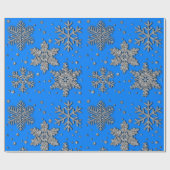 Spinende zilverglittersneeuwvlokken cadeaupapier (Vlak)