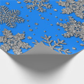 Spinende zilverglittersneeuwvlokken cadeaupapier (Hoek)