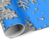 Spinende zilverglittersneeuwvlokken cadeaupapier (Rol Hoek)