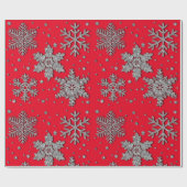 Spinende zilverglittersneeuwvlokken cadeaupapier (Vlak)