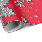 Spinende zilverglittersneeuwvlokken cadeaupapier (Rol Hoek)