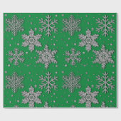 Spinende zilverglittersneeuwvlokken cadeaupapier (Vlak)